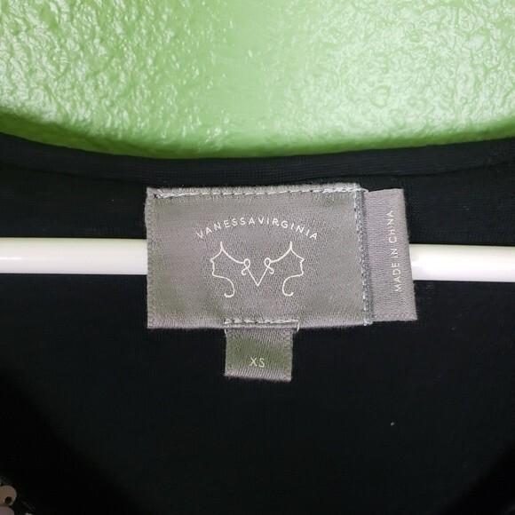 Anthropologie Vanessa Virginia Trendy Silver Sequin Short Sleeve Shirt Size  XS - Picture 7 of 10